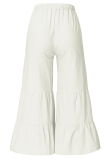 Casual Solid Patchwork Frenulum Loose Wide Leg Patchwork Bottoms