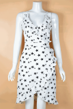 Fashion Elegant The stars Split Joint Flounce V Neck A Line Dresses