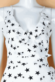 Fashion Elegant The stars Split Joint Flounce V Neck A Line Dresses