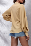 Fashion Elegant Solid Split Joint Buckle Turndown Collar Tops