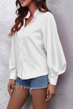 Fashion Elegant Solid Split Joint Buckle Turndown Collar Tops