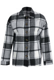 Casual Plaid Split Joint Buckle Turndown Collar Tops