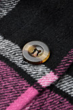 Casual Plaid Split Joint Buckle Turndown Collar Tops