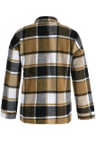 Casual Plaid Split Joint Buckle Turndown Collar Tops