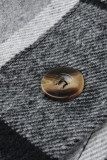 Casual Plaid Split Joint Buckle Turndown Collar Tops