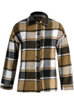 Casual Plaid Split Joint Buckle Turndown Collar Tops