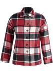 Casual Plaid Split Joint Buckle Turndown Collar Tops