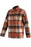 Casual Plaid Split Joint Buckle Turndown Collar Tops