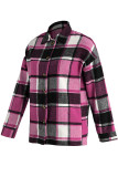 Casual Plaid Split Joint Buckle Turndown Collar Tops