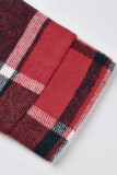 Casual Plaid Split Joint Buckle Turndown Collar Tops