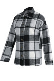 Casual Plaid Split Joint Buckle Turndown Collar Tops