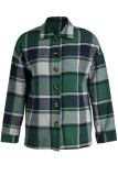 Casual Plaid Split Joint Buckle Turndown Collar Tops
