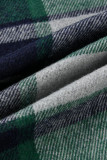 Casual Plaid Split Joint Buckle Turndown Collar Tops