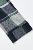 Casual Plaid Split Joint Buckle Turndown Collar Tops