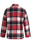 Casual Plaid Split Joint Buckle Turndown Collar Tops