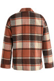 Casual Plaid Split Joint Buckle Turndown Collar Tops
