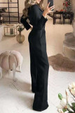 Fashion Casual Solid Split Joint V Neck Loose Jumpsuits