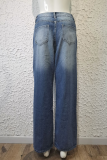 Fashion Elegant Solid Basic Straight Mid Waist Wide Leg Bottoms