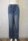 Fashion Elegant Solid Basic Straight Mid Waist Wide Leg Bottoms