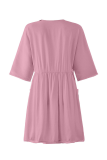Casual Solid Pocket Buckle V Neck A Line Dresses