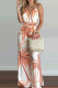 Fashion Simplicity Print Backless V Neck Loose Jumpsuits