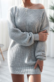 Fashion Casual Solid Bateau Neck Straight Dresses