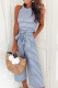 Fashion Street Striped Frenulum O Neck Straight Jumpsuits