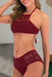 Fashion Sexy Solid Split Joint Frenulum Swimwears