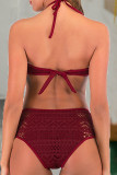 Fashion Sexy Solid Split Joint Frenulum Swimwears