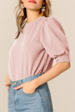 Casual Solid Patchwork O Neck Tops