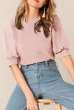 Casual Solid Patchwork O Neck Tops