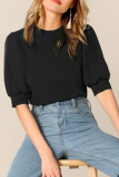 Casual Solid Patchwork O Neck Tops