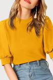 Casual Solid Patchwork O Neck Tops