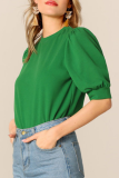 Casual Solid Patchwork O Neck Tops