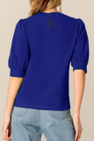 Casual Solid Patchwork O Neck Tops
