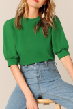 Casual Solid Patchwork O Neck Tops