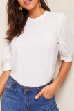 Casual Solid Patchwork O Neck Tops