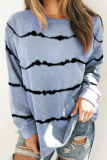 Casual Striped Patchwork Basic O Neck Tops
