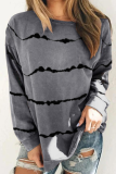 Casual Striped Patchwork Basic O Neck Tops