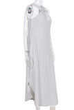 Fashion Casual Solid Patchwork Halter Irregular Dresses