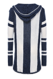 Casual Striped Contrast Hooded Collar Tops Sweater