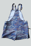 Casual Leopard Patchwork Draw String Straight Rompers
