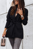 Fashion Casual Solid Patchwork Frenulum Turn-back Collar Outerwear