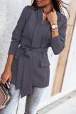 Fashion Casual Solid Patchwork Frenulum Turn-back Collar Outerwear
