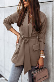 Fashion Casual Solid Patchwork Frenulum Turn-back Collar Outerwear