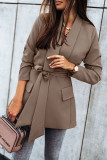 Fashion Casual Solid Patchwork Frenulum Turn-back Collar Outerwear