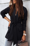Fashion Casual Solid Patchwork Frenulum Turn-back Collar Outerwear