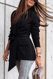Fashion Casual Solid Patchwork Frenulum Turn-back Collar Outerwear