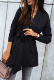 Fashion Casual Solid Patchwork Frenulum Turn-back Collar Outerwear