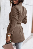 Fashion Casual Solid Patchwork Frenulum Turn-back Collar Outerwear